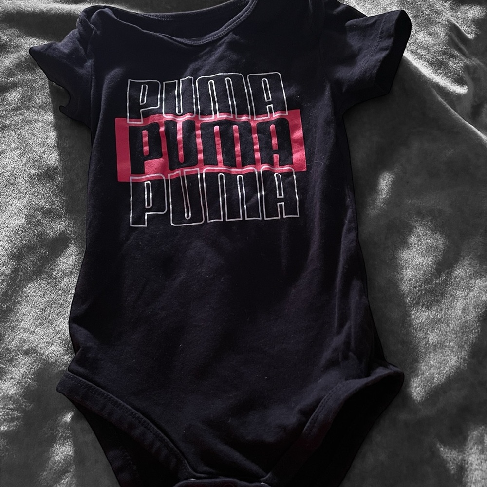 Puma Black and Pink Bodysuit with Bold Logo